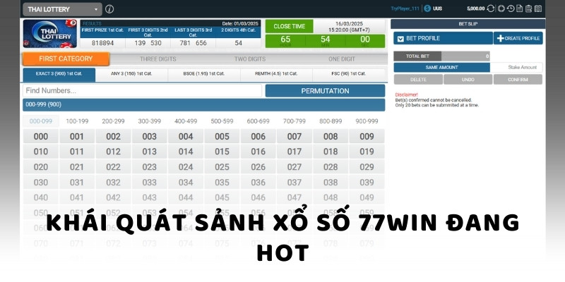 Khái quát sảnh xổ số 77win đang hot